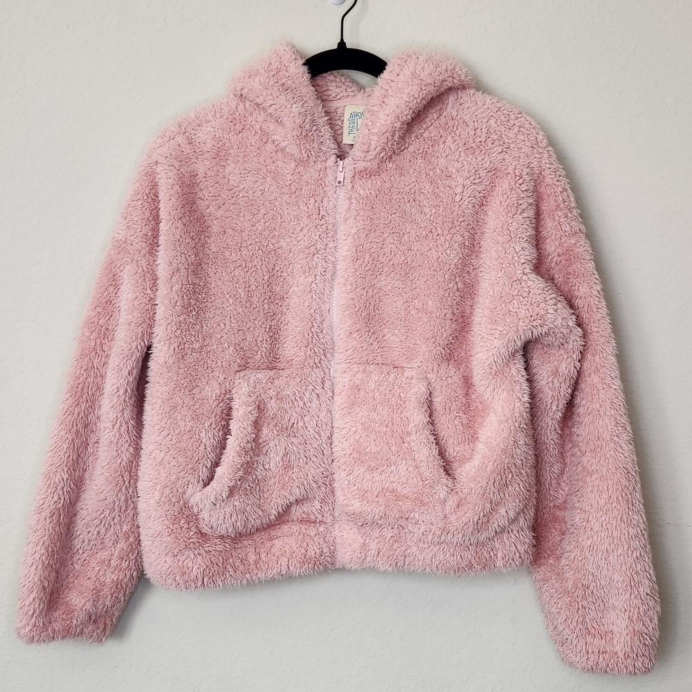 Thereabouts Light Pink Sherpa Hooded Jacket | Girls Size XL Plus, 18.5